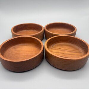 Vintage Teak Wood Salad Bowls Thailand Set of 4 Mid Century Serving Bowls